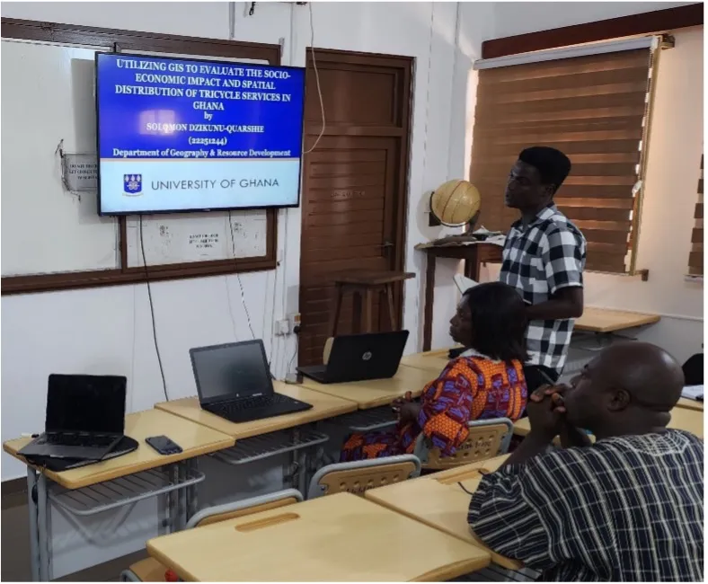 Solomon addressing the use of GIS as a tool to measure the impacts and spatial distribution of mobility networks in Ghana