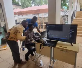 Students, along with Solomon, presented a wide array of projects. 